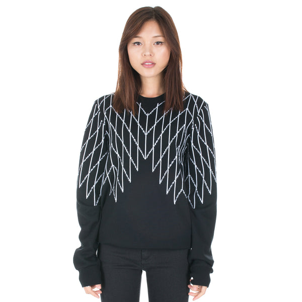 Black Barrett by Neil Barrett Football Net Knit Sweater in Black