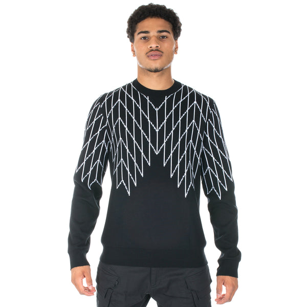 Black Barrett by Neil Barrett Football Net Knit Sweater in Black