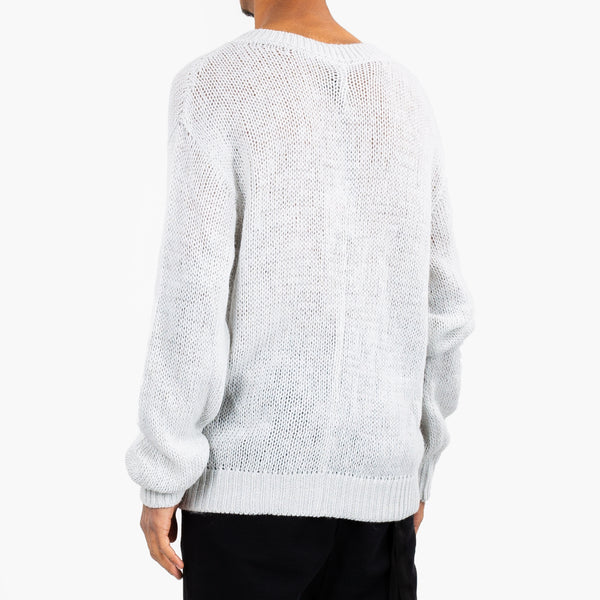 Unravel Project Ben Taverniti Mens Mesh Wool Sweater in Light Grey