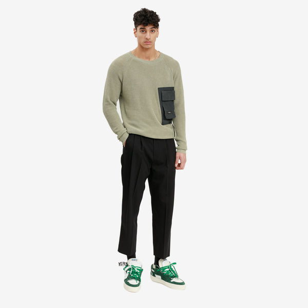 Tobias Birk Nielsen - Dhenain Rib Pocket Sweater in Light Green