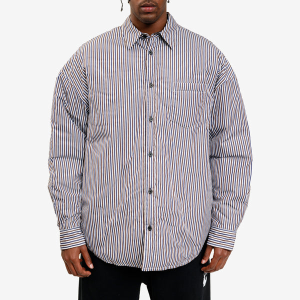 Mens Juun.J Padding Stripe Shirt in Brown