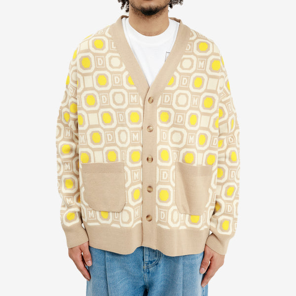 Drôle de Monsieur Mens Geometric Cardigan in Beige