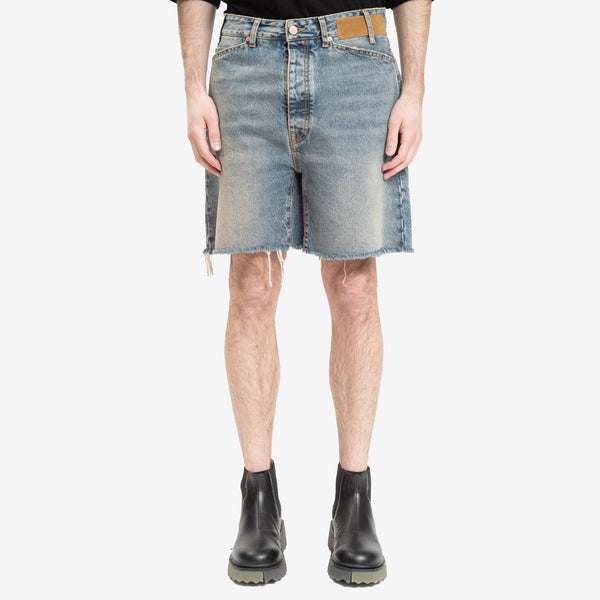 Palm Angels Mens Curved Regular 5 Pocket Shorts in Light Blue