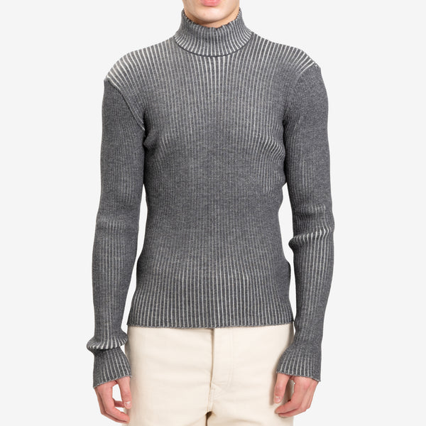Uniforme - Funnel Neck Contrast Sweater in Off White