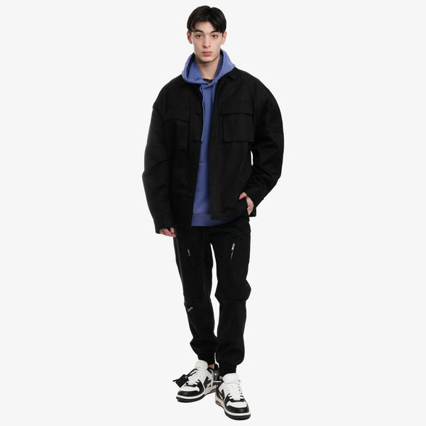 Juun.J Mens Front Pocket Shirt Jacket in Black