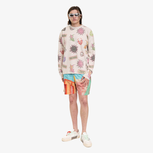 GCDS Mens Surfing Weirdo Sweater in Off White