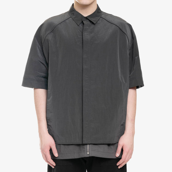 Juun.J - Double Layer SS Zip Up Shirt in Grey