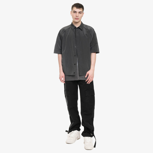 Juun.J - Double Layer SS Zip Up Shirt in Grey