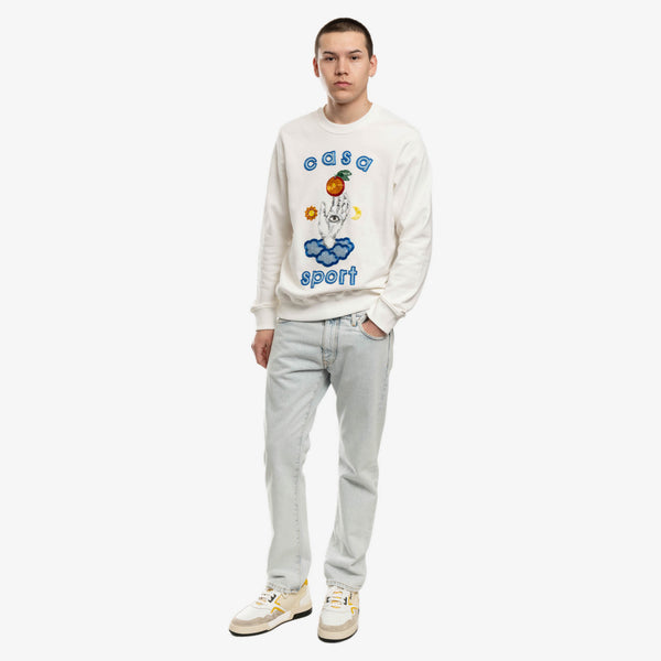 Men Casablanca Casa Talisman Beaded Sweatshirt in Off White