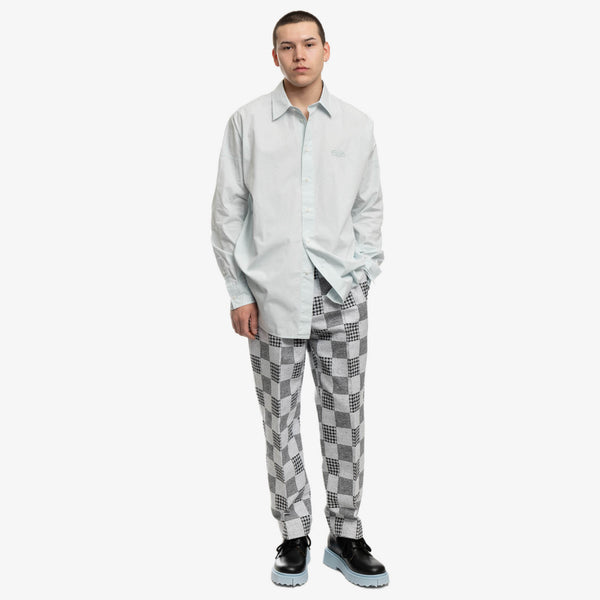 KENZO Mens Patchwork Jacquard Pleat Pants in Midnight Blue