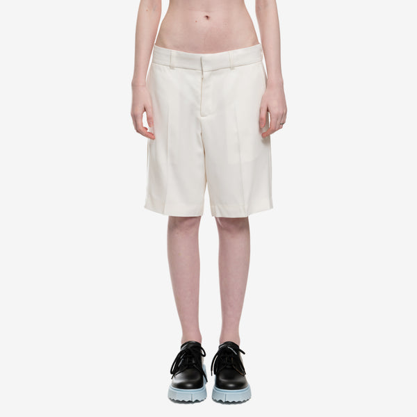 Mens Casablanca Wool Gaberdine Tailored Shorts in Off White