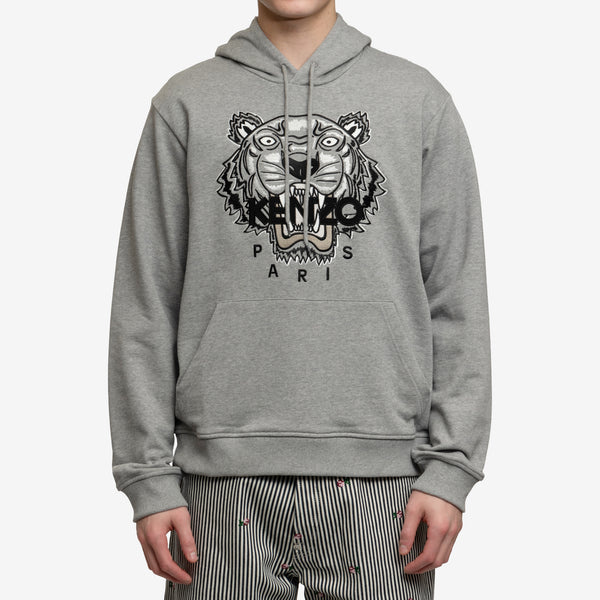KENZO Mens Classic Tiger Hoody in Pearl Grey