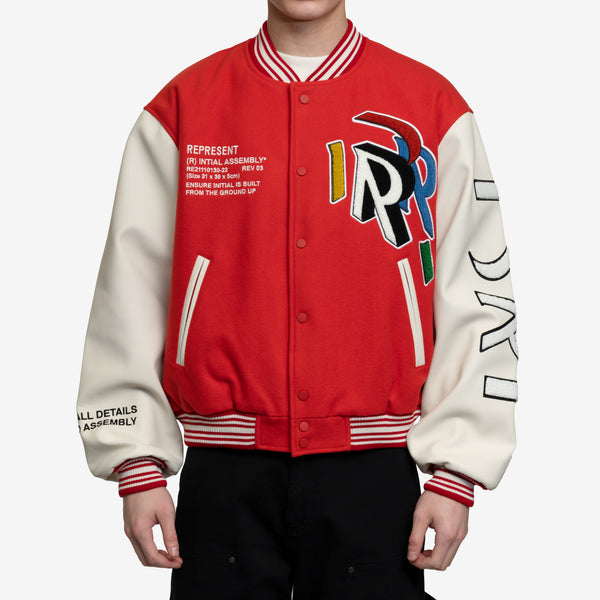 Represent Clothing Brand Initial Varsity Jacket in Burnt Red