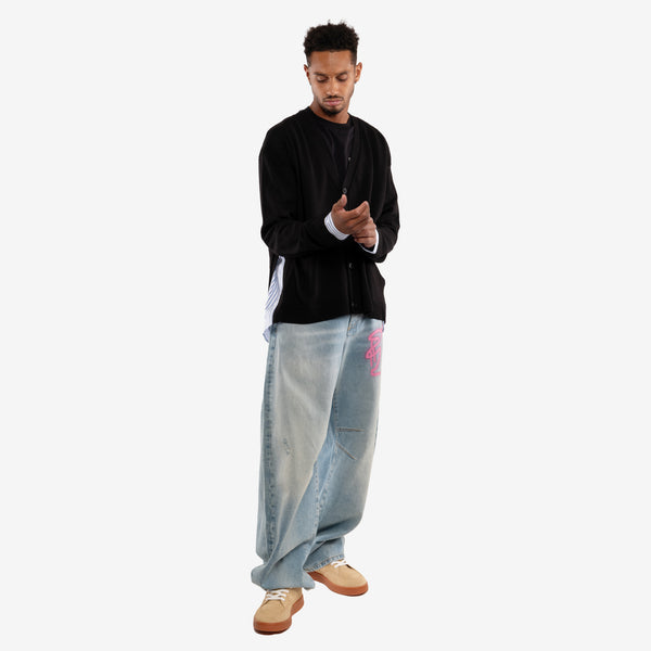 Juun.J Mens Shirt Layered Cardigan in Black