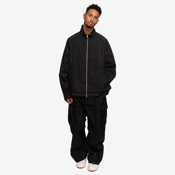 Juun.J Mens Full Zip Cargo Nylon Pants in Black