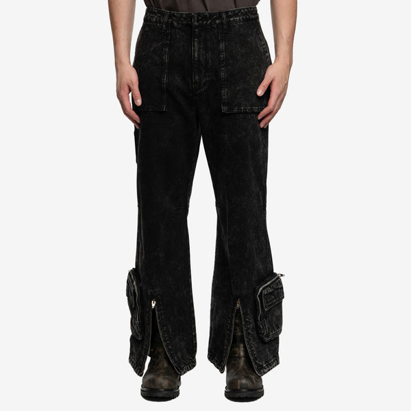 Mens Juun.J Pocket Detailed Denim Pants in Black