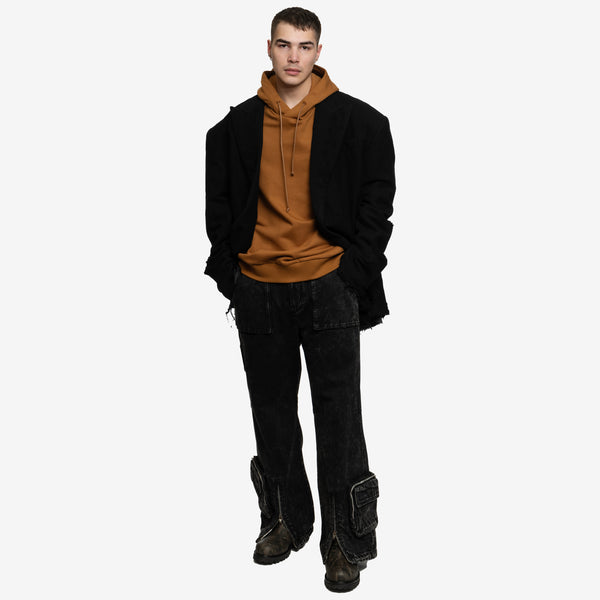 Juun.J Mens Distressed Wool Jacket in Black