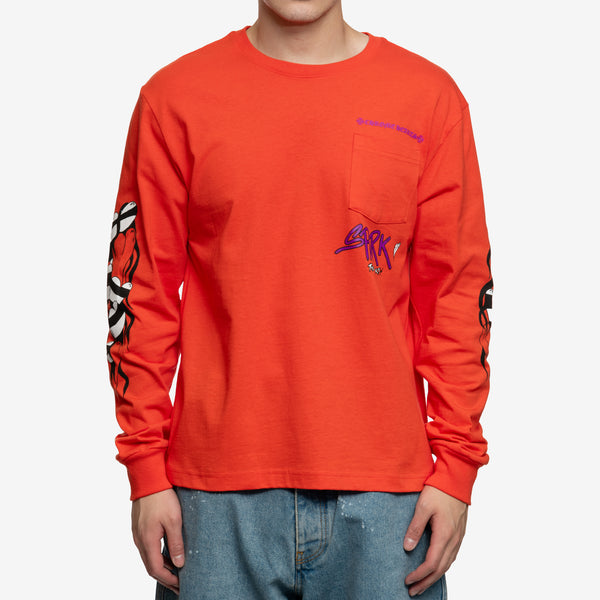 Chrome Hearts Men's Mattyboy Sadistic Lipstick LS T-Shirt in Red