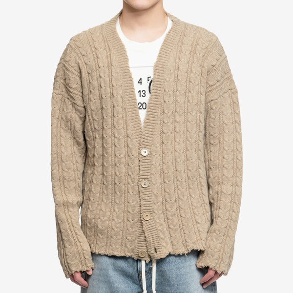 Maison Margiela MM6 Unisex Cable Knit Cardigan in Beige