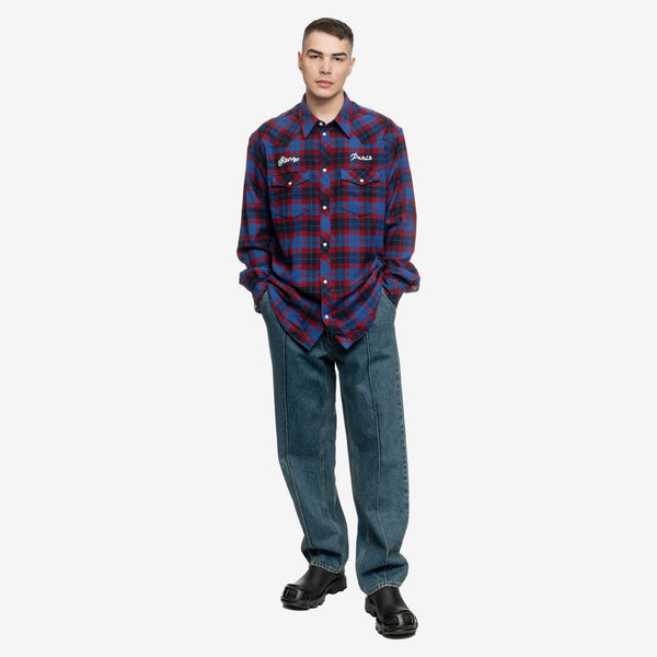 KENZO Mens Rue Vivienne 1970 Western Shirt in Royal Blue