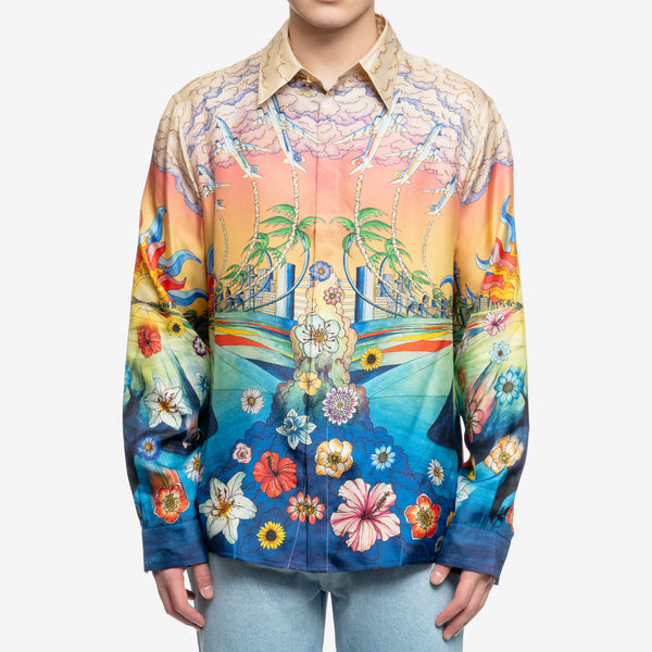 Mens Casablanca L'envol LS Silk Shirt in Multi