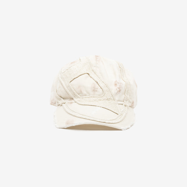 DIESEL Brand Unisex Destroyed Denim Cap in Off White