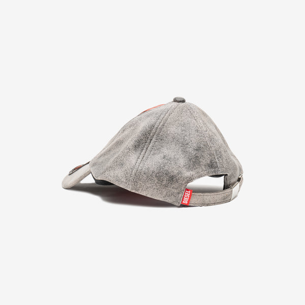 DIESEL Brand Unisex Stripe Leather Cap in Off White