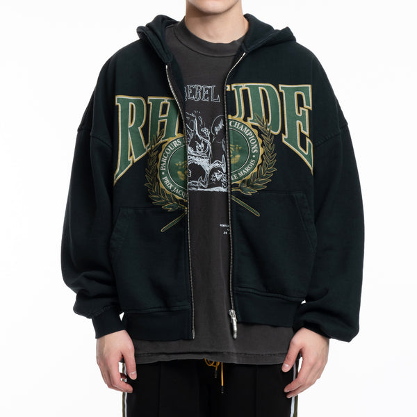Rhude Hoodie Parcours des Champions Zip Hoody in Vintage Black