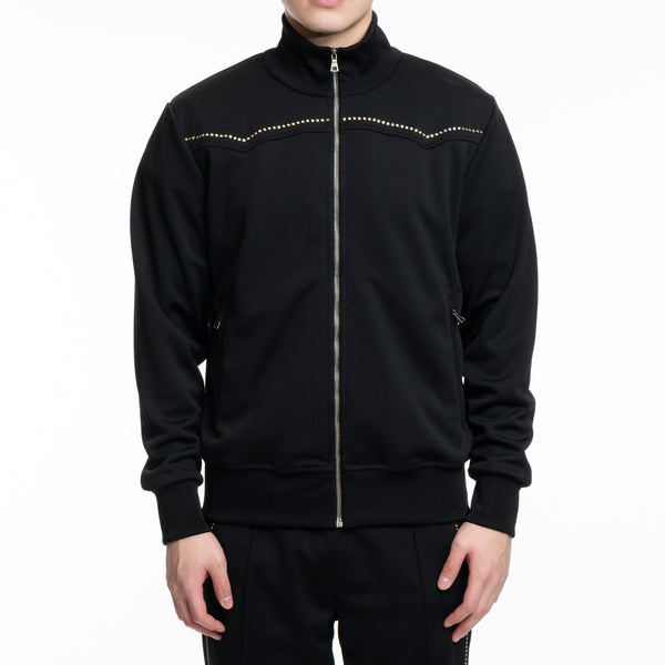Palm Angels Mens Monogram Stud Track Jacket in Black