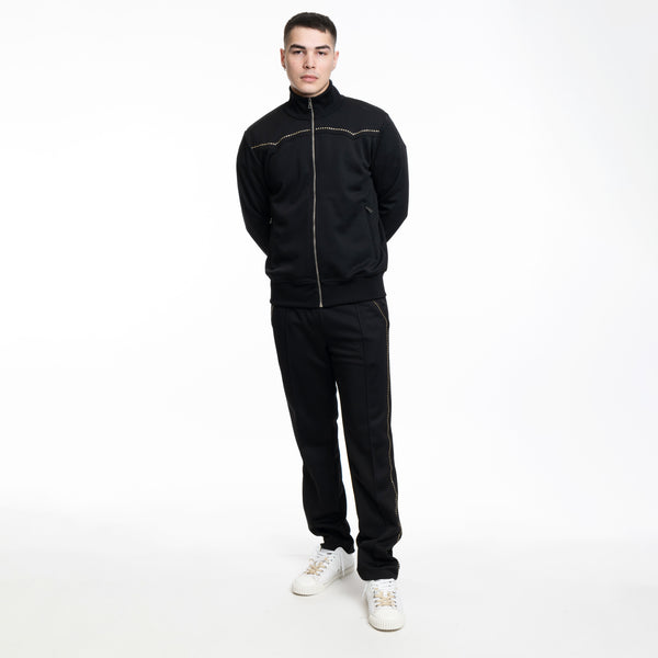 Palm Angels Mens Monogram Stud Track Pants in Black