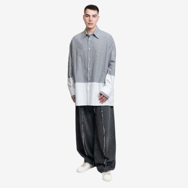 Maison Margiela MM6 Mens Stript Shirt in Dark Grey