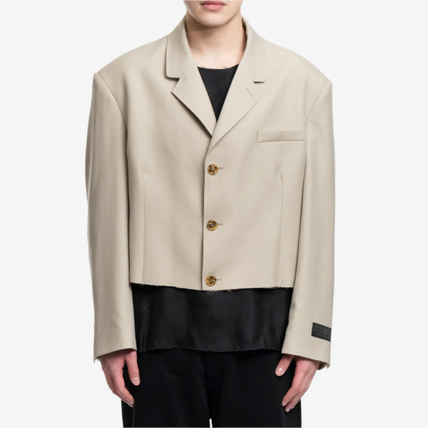 Maison Margiela MM6 Mens Oversized Cropped Suit Jacket in Stone