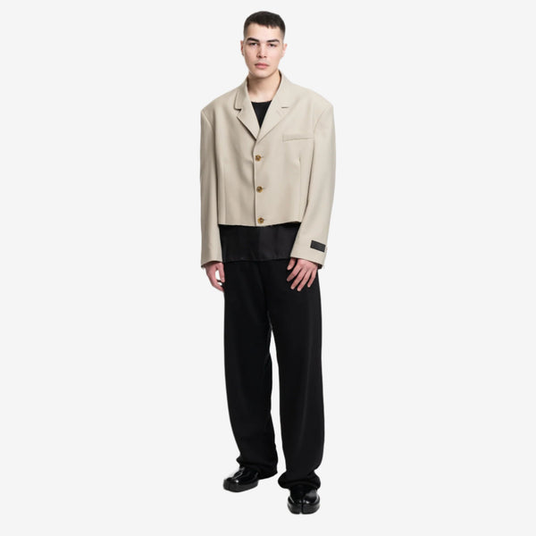 Maison Margiela MM6 Mens Oversized Cropped Suit Jacket in Stone