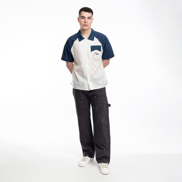 Rhude Bowling Shirt Raglan Poplin in Navy