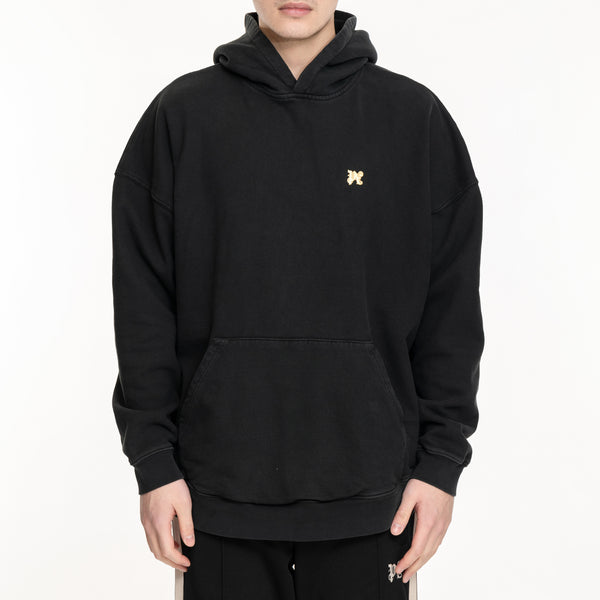 Palm Angels Hoodie Back Burning Monogram Hoody in Black