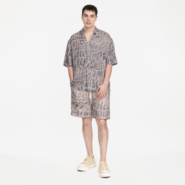 Mens Dom Rebel New Wave Camp Collar Shirt in Beige