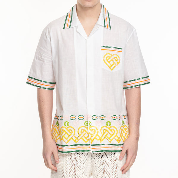 Men Casablanca Broderie Anglaise SS Shirt in White
