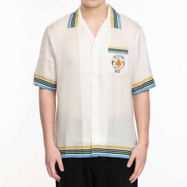 Men Casablanca Shirt Casa Way Silk SS Shirt in White