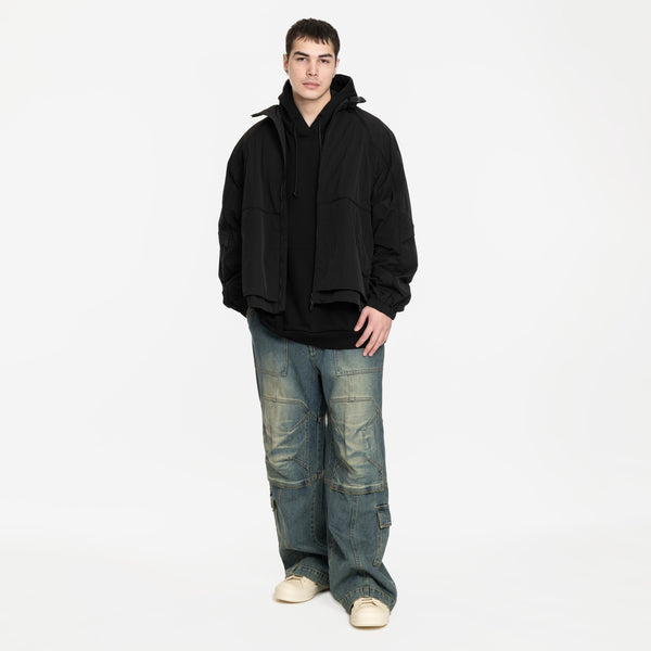 Juun.J Mens Sleeve Detachable Utility Jacket in Black