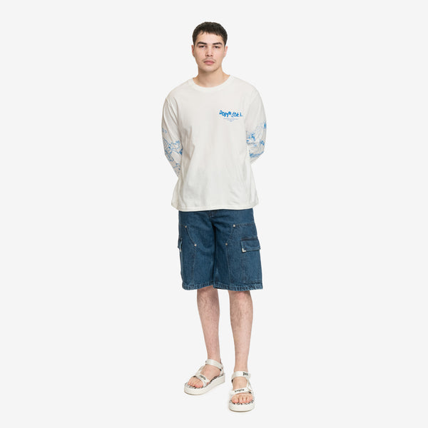 Palm Angels Jorts MW Metal Frame Cargo Denim Shorts in Indigo
