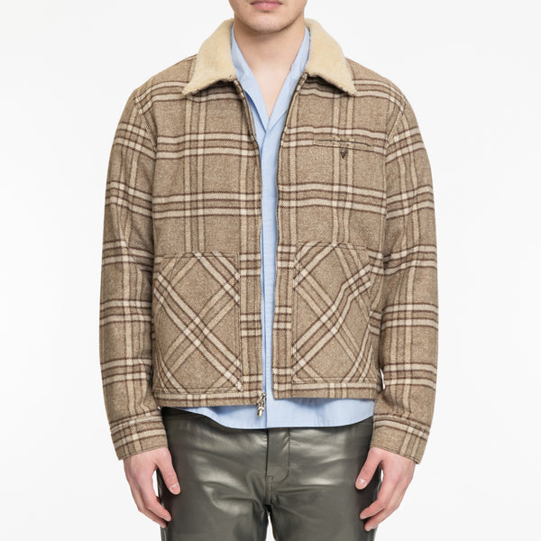 Chrome Hearts Mens Shearling Jacket in Oatmeal
