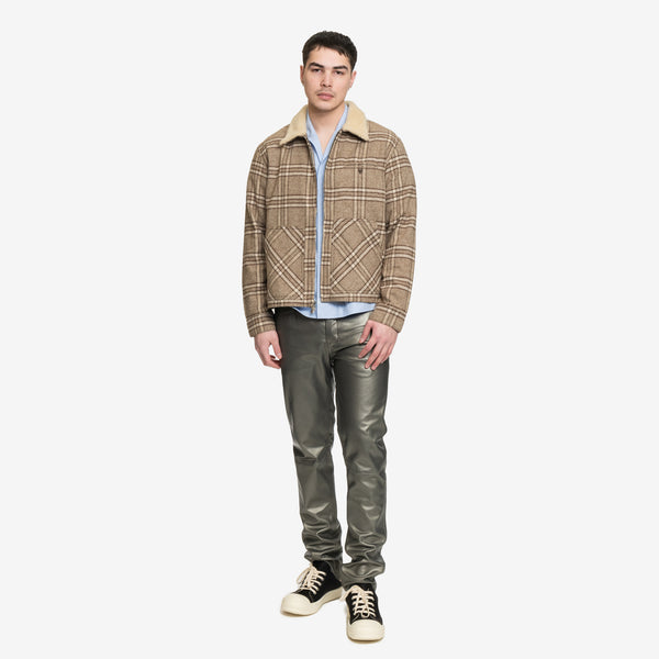 Chrome Hearts Mens Shearling Jacket in Oatmeal