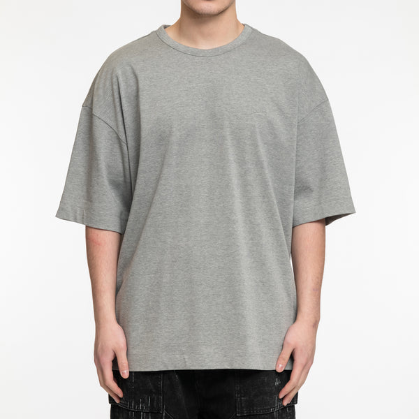 Juun.J Mens Silver Graphic Semi-Over T-Shirt in Grey