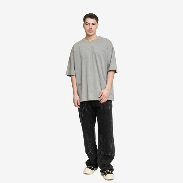 Juun.J Mens Silver Graphic Semi-Over T-Shirt in Grey