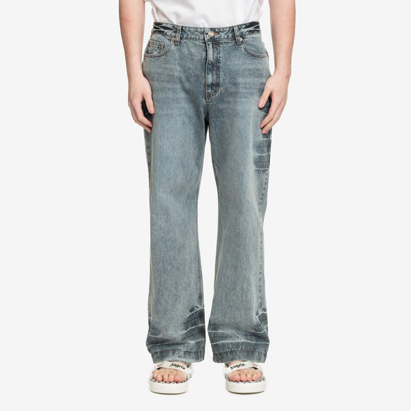 Juun.J Mens Washed Denim Jeans in Blue