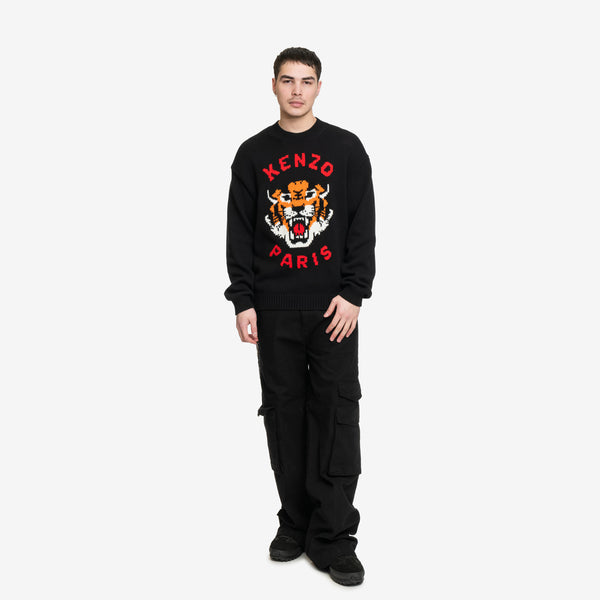 KENZO Pullover for Men Lucky Tiger Knit Sweater in Black