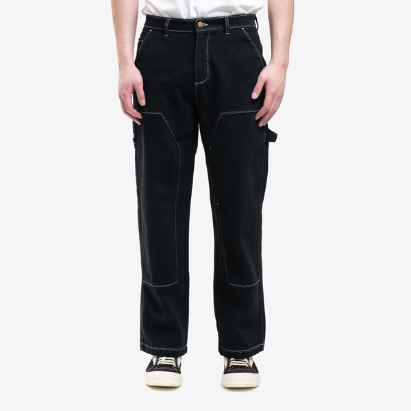 Mens KidSuper Messy Stitched Work Pants in Black