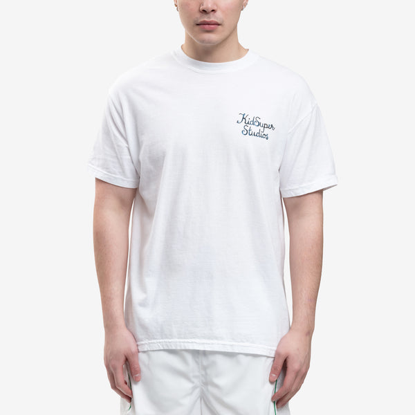 Mens KidSuper Tee - Script Logo T-Shirt in White