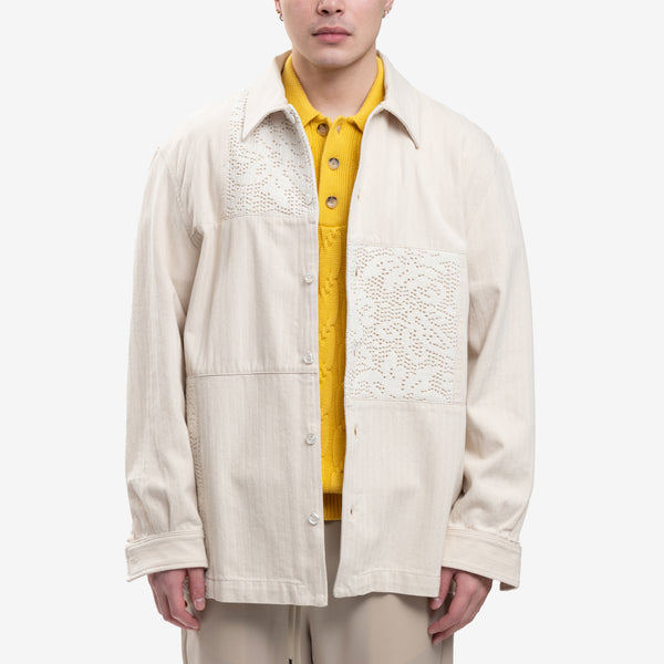 Drôle de Monsieur - Le Surchemise Patchwork in Ecru