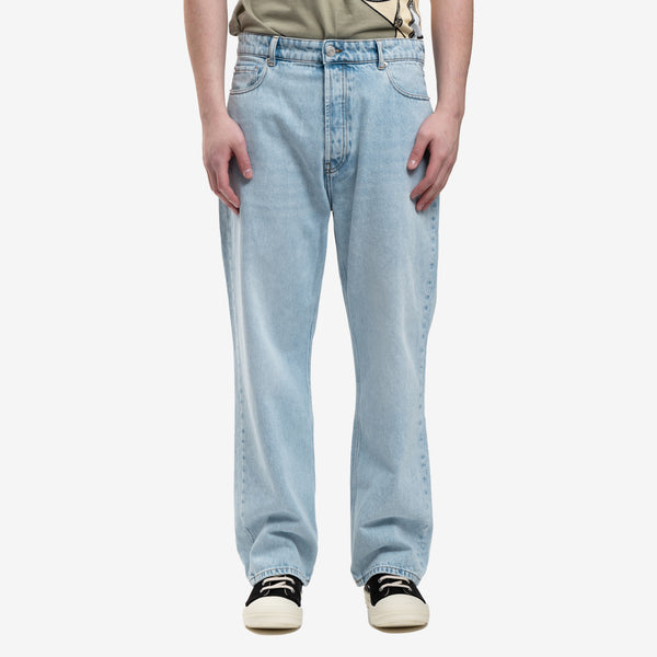 AMI Paris Denim for Men Loose Fit Jeans in Bleached Blue
